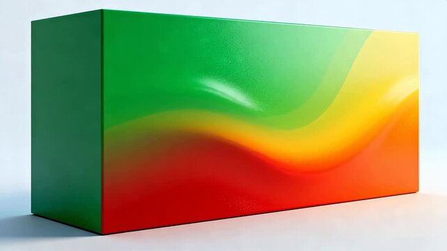 Abstract 3D object with gradient green to red wave texture