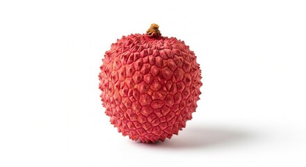 Vibrant red lychee fruit on white background