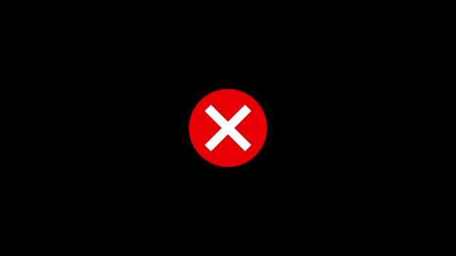 Red circle with white x cancel icon centered on dark black background, minimalist error or close symbol with copy space.
