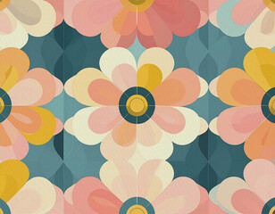 くすみパステルの花柄パターン1