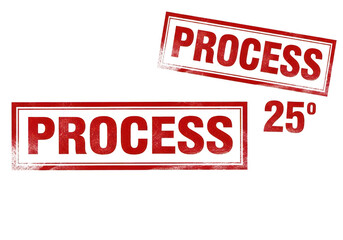 Two process stamps isolated on transparent background