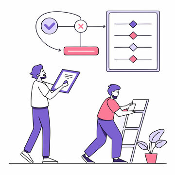 Dynamic visualization of an instruction scheduling process, showing task allocation, dependencies, and optimization for efficient CPU execution, abstract tech concept, clean vector