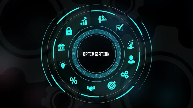System optimization and data-driven strategy icon representing technological improvement and process efficiency.