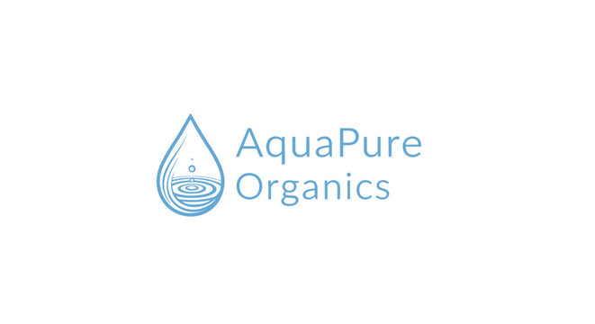 Blue vector water drop icon logo design representing a clean liquid aqua symbol for nature ecology and business rain concepts