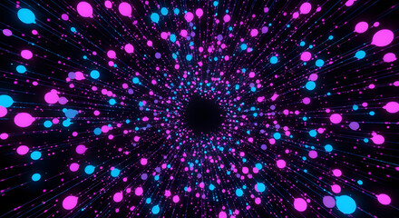 Abstract Neon Tunnel with Dot Particles