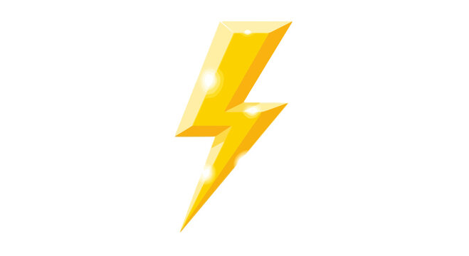 yellow lightning bolt illustration, electric energy symbol