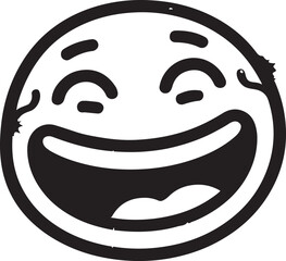 Obraz premium A cheerful black and white smiley face with a broad grin and closed eyes Vector, illustration