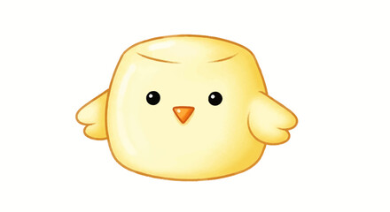 Cartoon chick illustration adorable yellow bird character on white background © Hadi