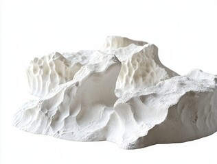 Obraz premium white porous plaster sculpture with undulating ridges and hollowed cavities evoking a calm minimalist landscape