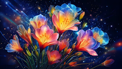 colorful flowers in the night