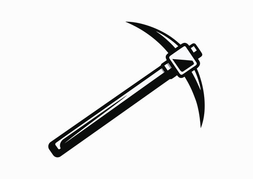 Pickaxe, black and white vector silhouette illustration