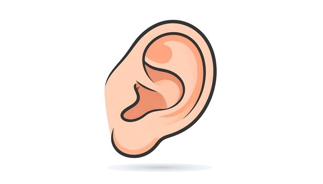 Detailed illustration of a human ear for educational purposes.