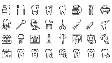 Dental Care Icons Collection Vector Illustration.