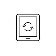 Fototapeta premium Refresh arrows on electronic tablet. System update, software upload and installation. Pixel perfect, editable stroke vector icon