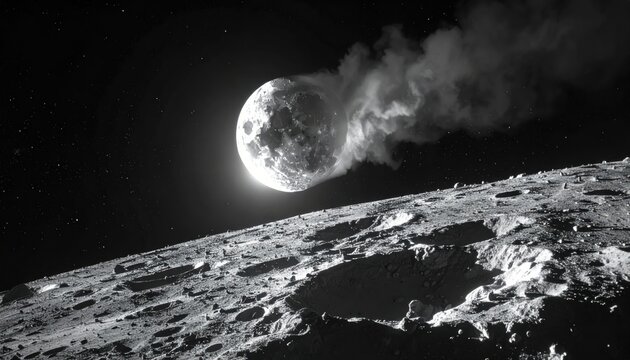 Dramatic Lunar Impact - A Celestial Collision on the Moons Surface.