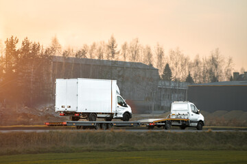 Vehicle loaded on roadside recovery truck