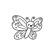 Obraz premium Cute Kawaii Butterfly Drawing
