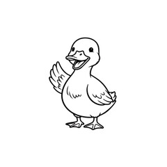 Fototapeta premium Cute duckling waving hello
