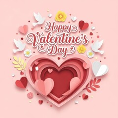 Valentine's Day design: a loving design of heart and dove for the day of love.