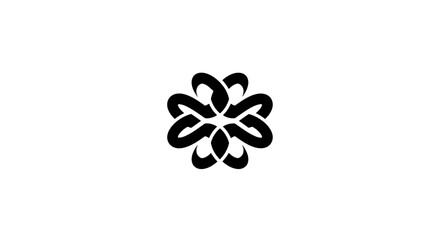 Simple black flower logo design element on white background.