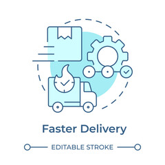 Faster delivery soft blue concept icon. Supply management, logistics industry. Express shipping. Round shape line illustration. Abstract idea. Graphic design. Easy to use in presentation, article