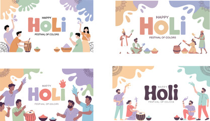 Fototapeta premium happy holi festival background with colorful design concept