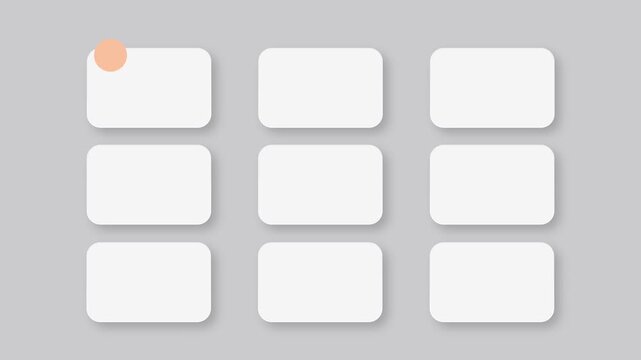 animated video of business infographics rectangle shape 9 steps , multicolor label for workflow, presentation, 4k animation