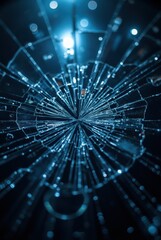 Shattered glass screen forming intricate crack patterns