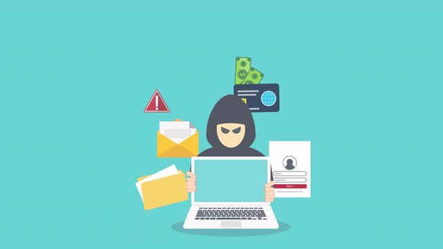 Hacker activity concept background. 4K video animation of hacker activity concept background	