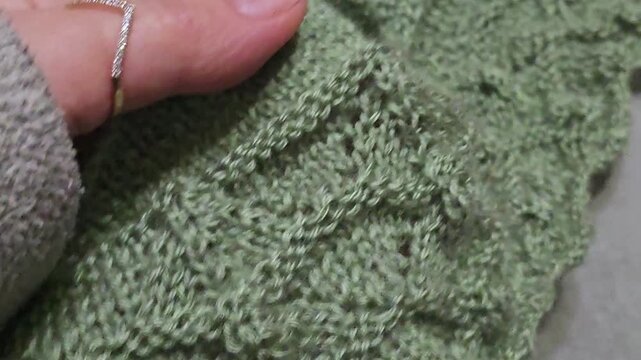 Colorful knit fabric suitable for home decor, fashion, or textiles. Knitting lessons.