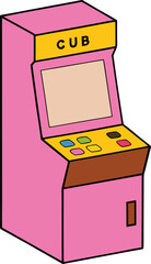 Pixel arcade cabinet featuring cyber monday rush theme