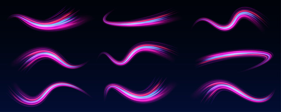 Abstract swirling fire patterns glow against a black backdrop. Neon sparks drift in circular motion. The composition exudes motion and power.