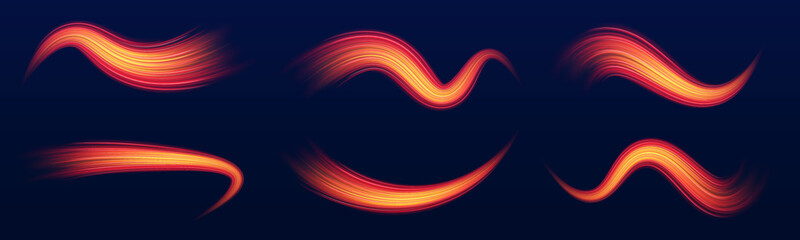 Rotating energy circles glow in neon gradients. Sparks scatter in a spiral motion. Dark background emphasizes the bright dynamic shapes. © Ole moda