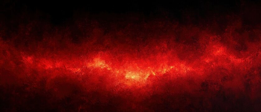 Fiery red nebula-like cloud stretching across a deep black background with glowing smoky textures and an intense luminous center, dramatic and powerful