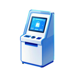 Blue and silver ATM machine