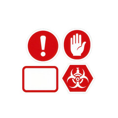 Obraz premium Bright Red Warning Signs and Symbols isolated
