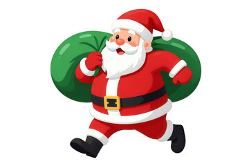 Fototapeta premium Cheerful Santa Claus Figure Holding A Christmas Tree