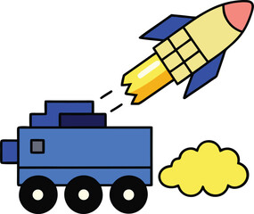 Pixel rocket cart blasting toward fast online checkout