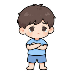 Fototapeta premium Cute Anime Boy Wearing Blue School Uniform