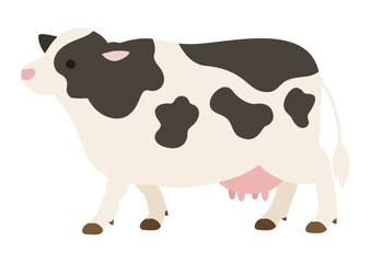 横向きに立つホルスタイン牛のシンプルなイラスト
