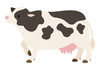 前足を上げた乳牛のシンプルなイラスト