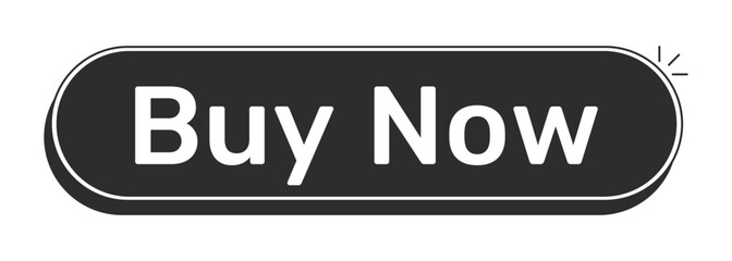 Fototapeta premium Buy now rounded modern black UI element. Immediate purchase. Online transaction. Product instant checkout. Ecommerce. Monochrome clickable button. Flat web CTA with white bold text. Rubik font used