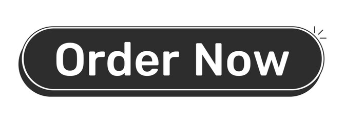 Fototapeta premium Order now rounded modern black UI element. Online checkout. Product ecommerce. Quick buy item. Place purchase. Monochrome clickable button. Flat web CTA with white bold text. Rubik font used