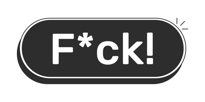 FCK rounded modern black UI element. Censored swear. Expletive communication. Frustration rage. Online outburst. Monochrome clickable button. Flat web CTA with white bold text. Rubik font used
