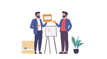 Business people discuss the plan.