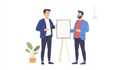 Business people discuss the plan.