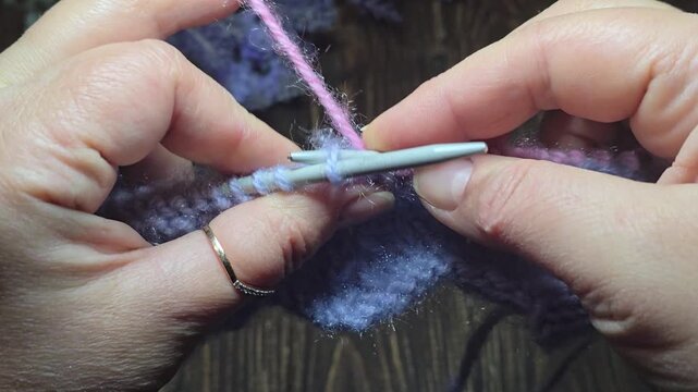 Colorful knit fabric suitable for home decor, fashion, or textiles. Knitting lessons.