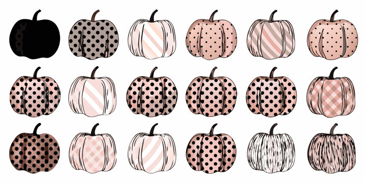 A collection of diverse pumpkins with varying patterns and colors