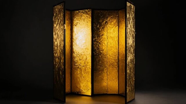 金屏風の表面をゆっくりパンする豪華絢爛な背景