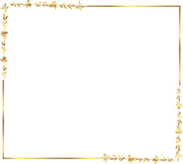Obraz premium frame with leaves gold border Golden Border Warm Color Frame